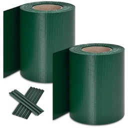 2x TAŚMA OGRODZENIOWA PVC Z KLIPSAMI ZIELONA