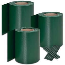 3x TAŚMA OGRODZENIOWA PVC Z KLIPSAMI ZIELONA