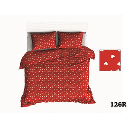 Pościel bawełniana 150x200 R126 czerwona serca serduszka białe