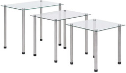 Elior Minimalistyczny komplet 3 szklanych stolików H2-T54