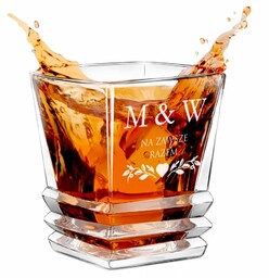 Szklanka do whisky geometric z grawerem dla pary