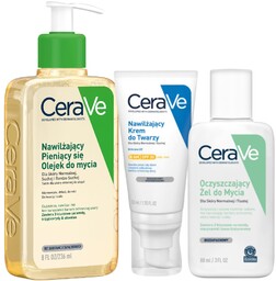 CeraVe Zestaw Olejek Pieniący Się 236ml, Krem Nawilżający