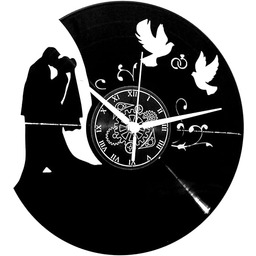 Winylowy zegar ścienny w stylu vintage, ręcznie robiony