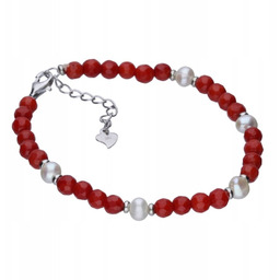 Bransoleta srebrna 925 z jadeitem i perłami 4.73g