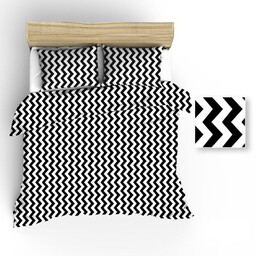 Pościel bawełniana 180x200 Extra biała czarna zygzak