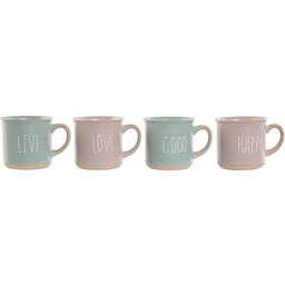 Home ESPRIT Zestaw 4 filiżanek Mug Niebieski Różowy