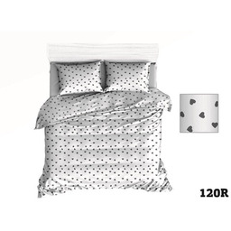 Pościel bawełniana 200x220 Extra biała szare serduszka