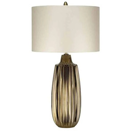 Lampa stołowa szklana brązowa z abażurem NEWHAM-TL-L