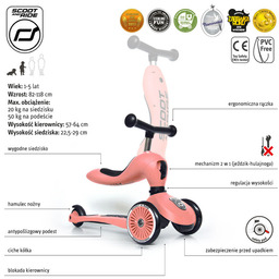 Highwaykick1 2w1 Jeździk i hulajnoga 1-5 lat Peach