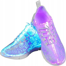 DAMSKIE SPORTOWE BUTY HOLOGRAFICZNE Z WZOREM KWIATOWYM BIAŁE