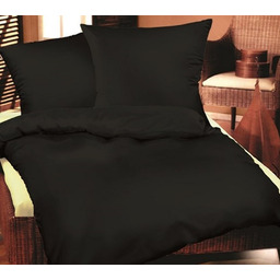 Karo Pościel bawełniana 200x220 Czarna Jednobarwna