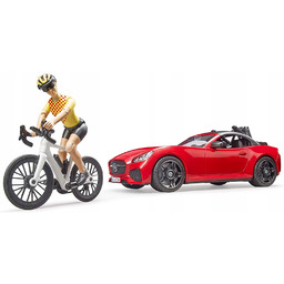 Bruder 03485 Auto Roadster z figurką i rowerem