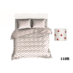 Karo Pościel bawełniana 160x200 R119 biała czerwona serca