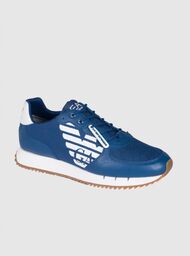 EA7 Niebieskie sneakersy z białą podeszwą
