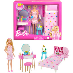 Lalka Barbie HPT55 Przytulny zestaw z sypialnią Łóżko