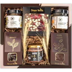 Kosz prezentowy zestaw z herbatą;kawą i słodyczami