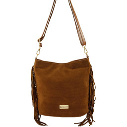 Barberinis Zamszowa torebka boho z frędzlami - Brązowa