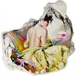 Dziura 3d fototapeta ścienna Półnaga kobieta