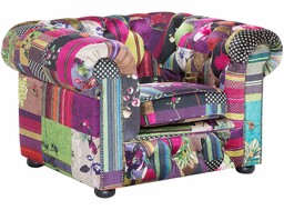 Beliani Fotel patchwork fioletowy CHESTERFIELD