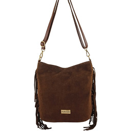 Barberinis Zamszowa torebka boho z frędzlami - Brązowa
