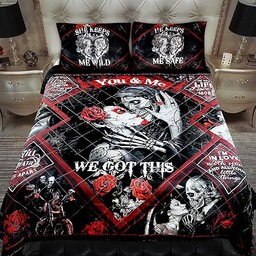 Gotycka pościel z czaszką - ślub, rocznica, walentynki,