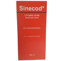 Sinecod 1,5 mg/ml Syrop przeciwkaszlowy, 200ml