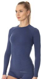 Brubeck Koszulka termoaktywna damska ACTIVE WOOL LS12810 Jeansowa