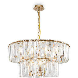 PUNTES Lampa wisząca złota kryształ H80cm fi68cm 40W