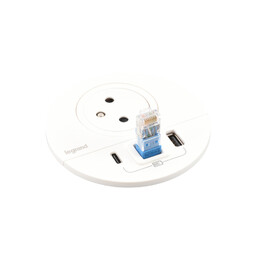 Gniazdo meblowe DISQ 80 wyposażone 2P+Z/USB A+C/WYJ