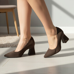 Chebello Czółenka damskie, eleganckie zamszowe na wysokim obcasie,