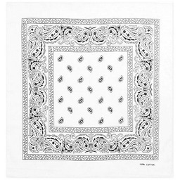 Biało-Czarna Bandana, Bandamka Męska -Pako Jeans- Wzór Paisley,