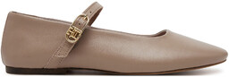 Baleriny Tommy Hilfiger Leather Maryjane Ballerina FW0FW08651 Beżowy