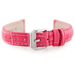 Pasek skórzany do zegarka W64 - różowy -