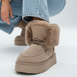 Big Star Beżowe Śniegowce Ocieplane Obuwie Damskie