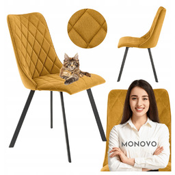 Krzesło Nowoczesne Tapicerowane Welurowe K450 Musztardowe do Salonu
