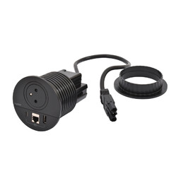 Gniazdo meblowe DISQ 80 wyposażone 2P+Z/USB A+C/RJ45