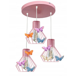 Lampa sufitowa wisząca żyrandol regulowany Bell różowa