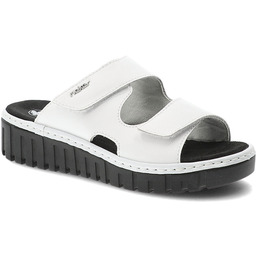 Rieker Klapki damskie, cholewka ze skóry naturalnej