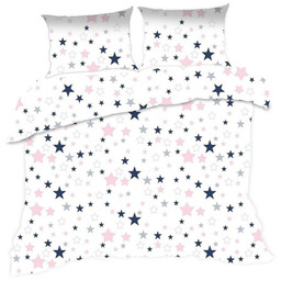Pościel bawełniana 160x200 Kids 24 biała różowa granatowa
