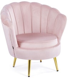 Fotel muszelka Glamour ELIF różowy welur #67, złote