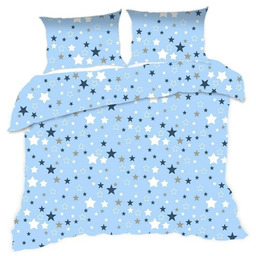 Pościel bawełniana 160x200 Kids 24 niebieska gwiazdki