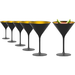 Stölzle Lausitz Kieliszki do Koktajli Czarny/Złoty Zestaw 6