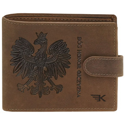Skórzany portfel męski brązowy z ołem poziomy Eagle