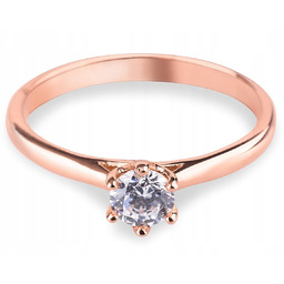 ZŁOTY PIERŚCIONEK ZARĘCZYNOWY 585 RÓŻOWE ZŁOTO