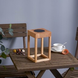 Lampa tarasowa LED Peransa, drewno, wysokość 25 cm