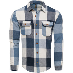 Koszula flanelowa męska w kratę granatowa Recea