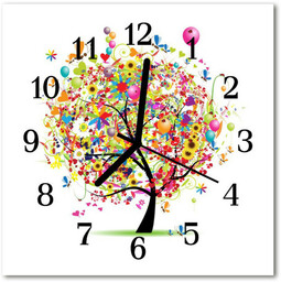 Zegar ścienny kwadrat Kolorowe drzewo