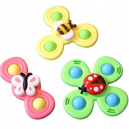 FIDGET SPINNER Z PRZYSSAWKĄ ZABAWKA SENSORYCZNA GRZECHOTKA ZESTAW