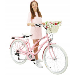 Piękny Aluminiowy Różowy Rower Damski cruiser na komunię