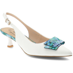 S.Barski Czółenka damskie, slingback ze skóry naturalnej